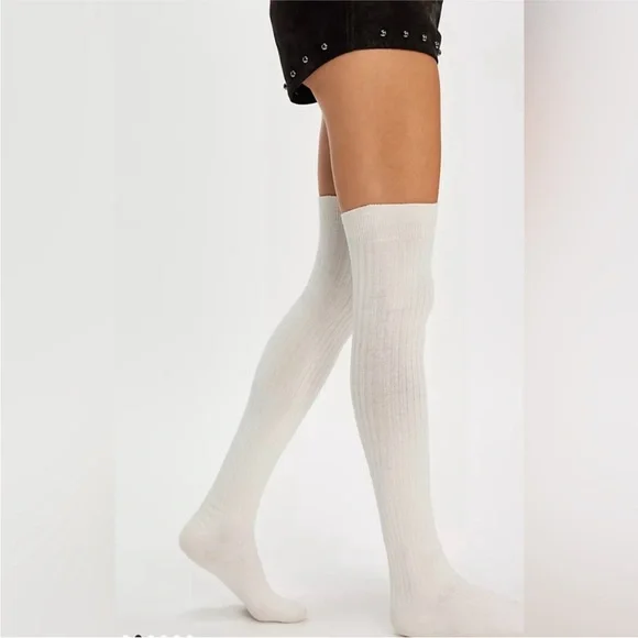 NWT Free People Viola Over The Knee Socks, Ivory - Picture 5 of 9